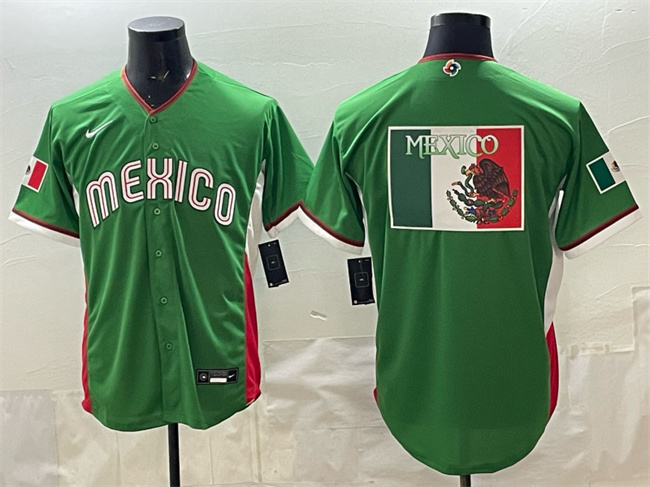 Men's Mexico Baseball Team Big Logo Green 2026 World Baseball Classic Stadium Stitched Jersey